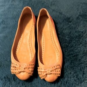 Frye Shoes | Frye Carson Studded Bow Gold Orange Color Bow Studded Leather.